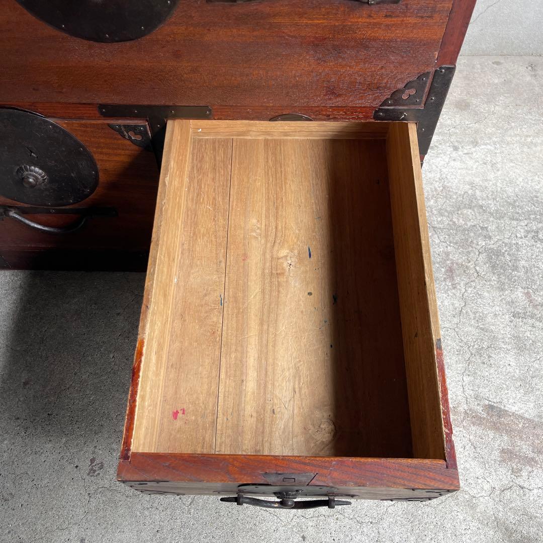 和製アンティーク 明治大正期 会津箪笥 引手金具 小振りサイズ 引き出し