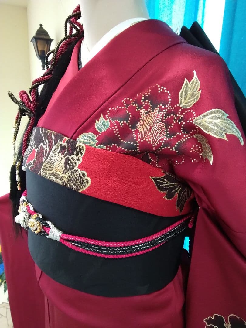 振袖フルセット、正絹振袖成人式、重ね衿、、西陣京の袋帯、襦袢