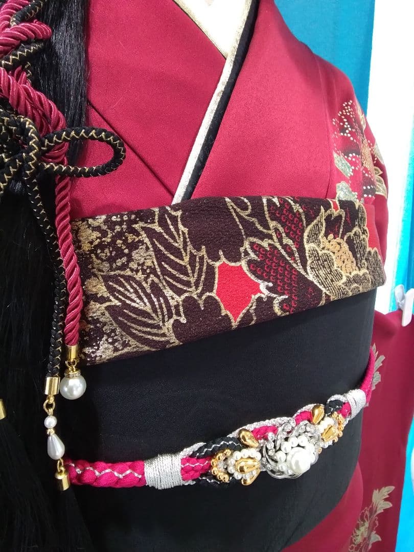 振袖フルセット、正絹振袖成人式、重ね衿、、西陣京の袋帯、襦袢