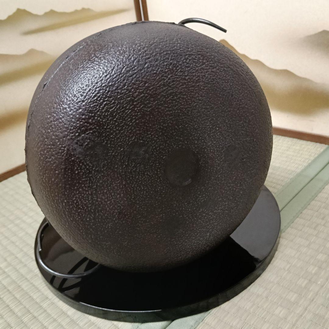 菊池政豊 万代釜 萬代 茶釜 釜鐶付 釜敷付 未使用 共箱 共布 AK64