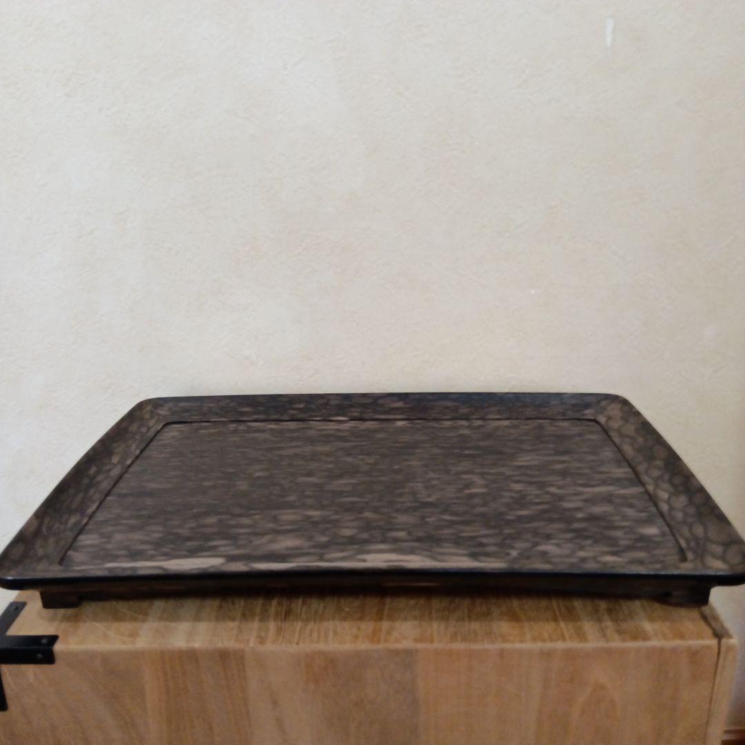 銘木黒柿　極上孔雀杢　香盆