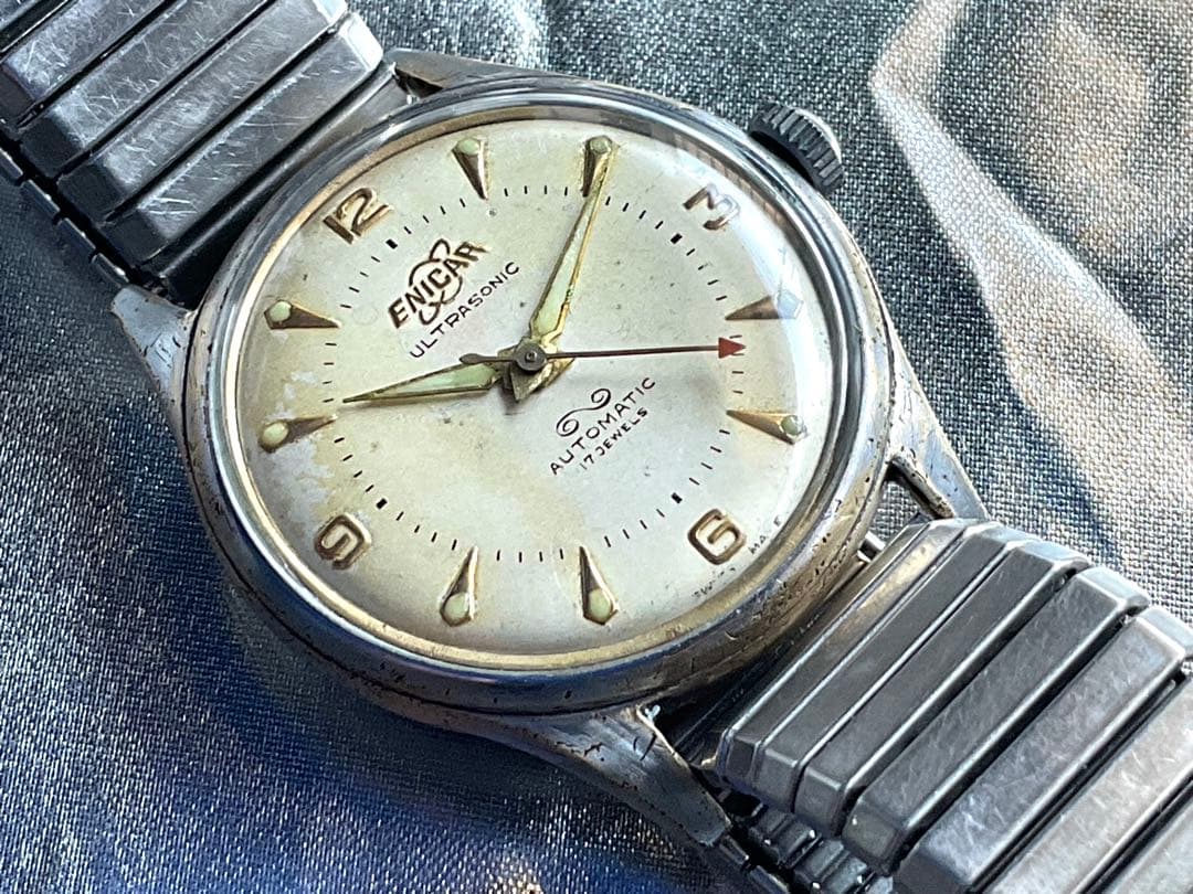 ★激貴重❣️世界初の両側回転式自動巻BIDYNATOR搭載❣️OLD.ENICAR❣️