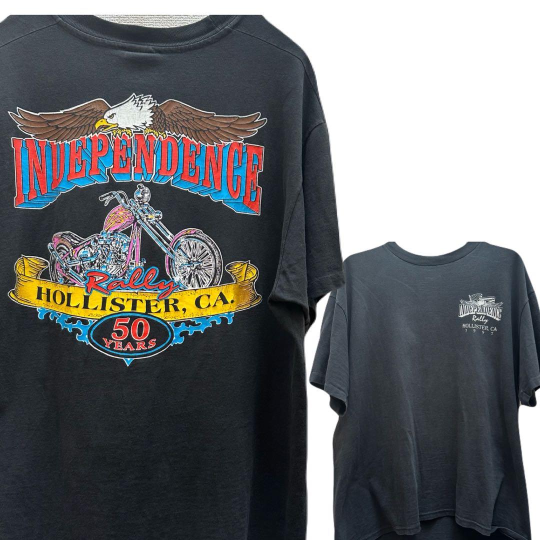 【90sモーターサイクル】ハーレーダビッドソン　Tシャツ　両面プリント　XL　黒