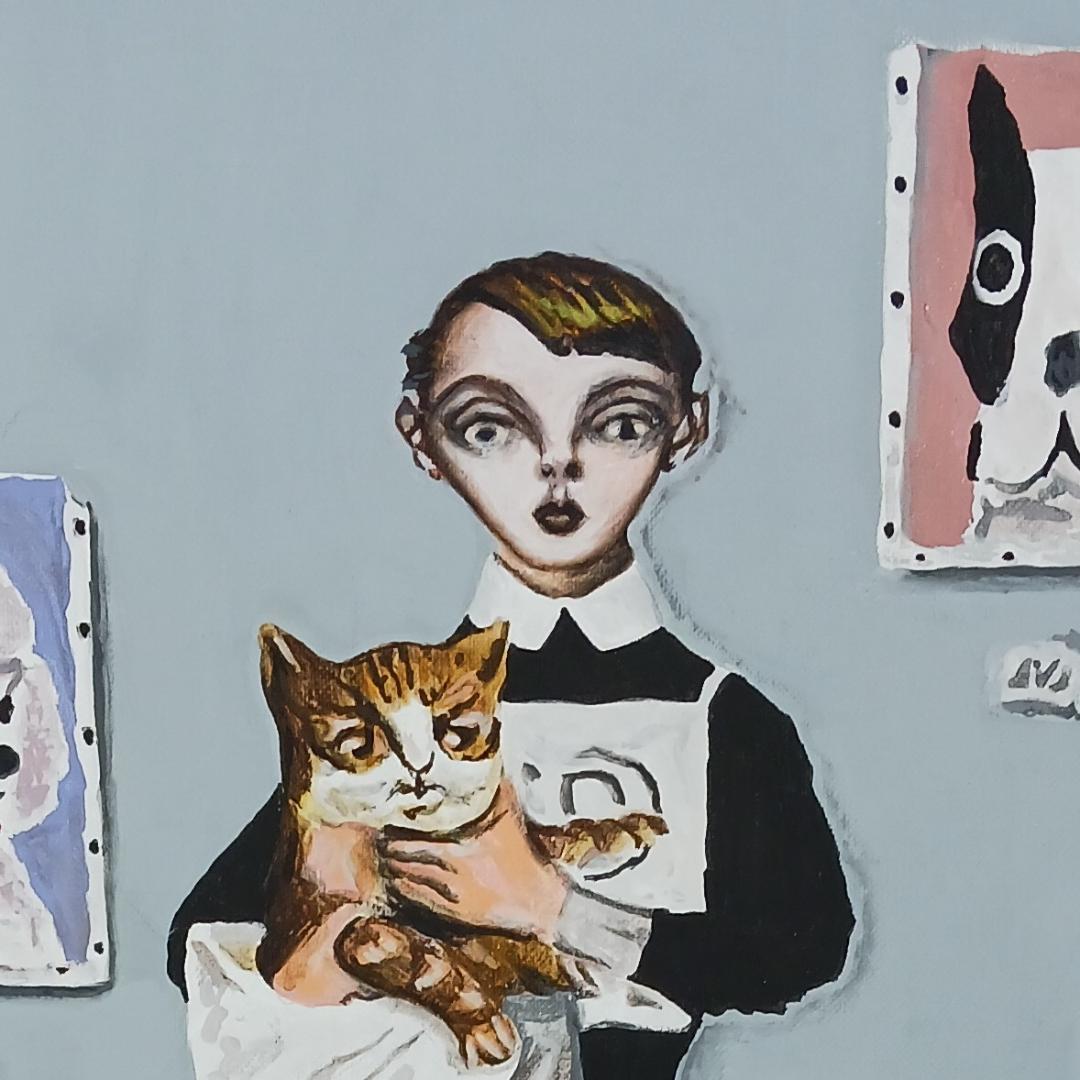 【シンベエ】『猫を抱く少年 Version3』F8 模写◆検） 金子国義