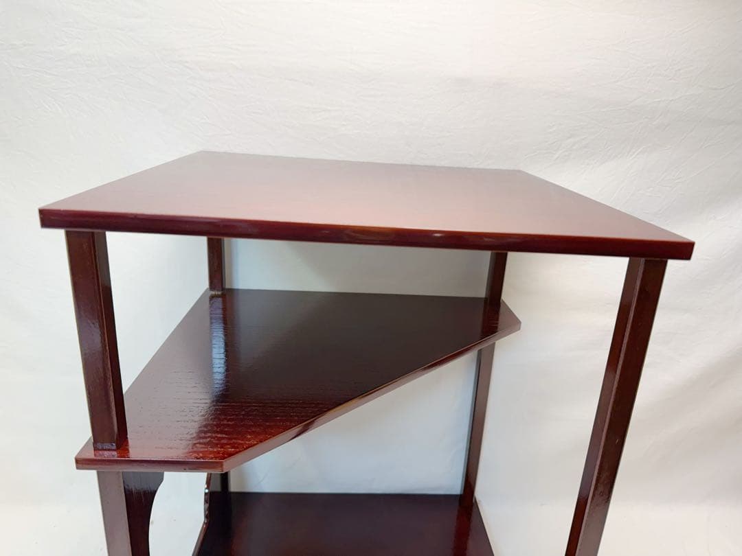 未使用 茶道具 江戸指物師 渡辺可映作 仙翁棚溜塗 田中仙翁好 ウコン布 共箱