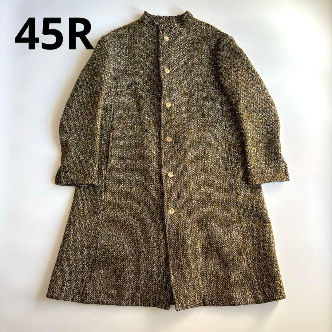 45R 45r アーミッシュ ツイード ロング コート ウール グリーン系 現行