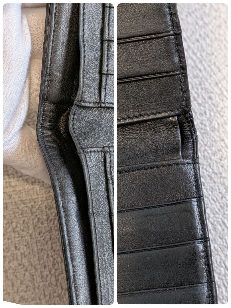 シャネル　黒　ビコローレ　Wホック折り財布　ラムスキン　チェーン　ショルダー