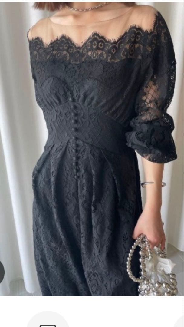 ameri オフショルダー レースロンパース M