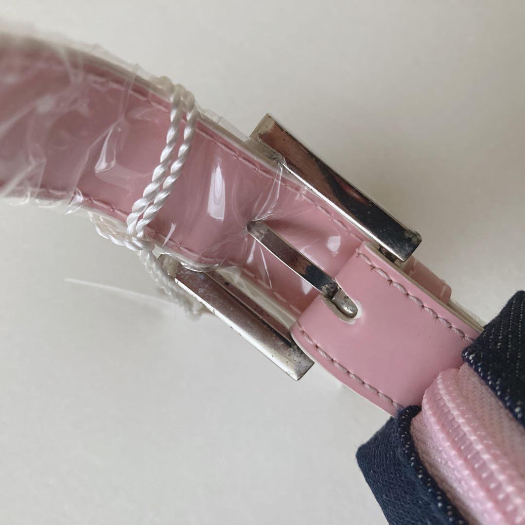 稀少☆未使用 クレージュ ショルダーバッグ デニム ヴィンテージ ロゴ ピンク