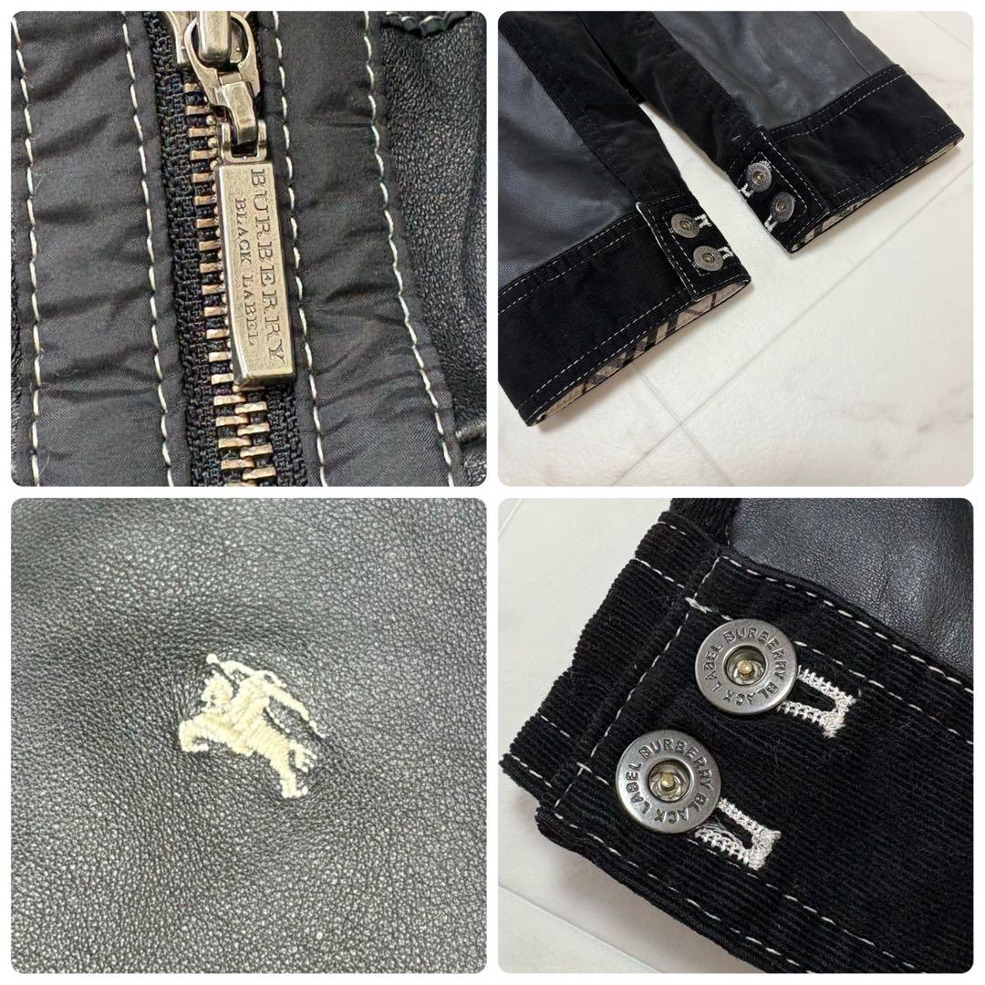 【美品】バーバリーブラックレーベル レザージャケット コーデュロイ ノバチェック