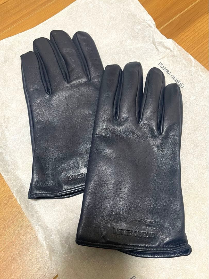 ジョルジオアルマーニ　手袋紺色　羊革