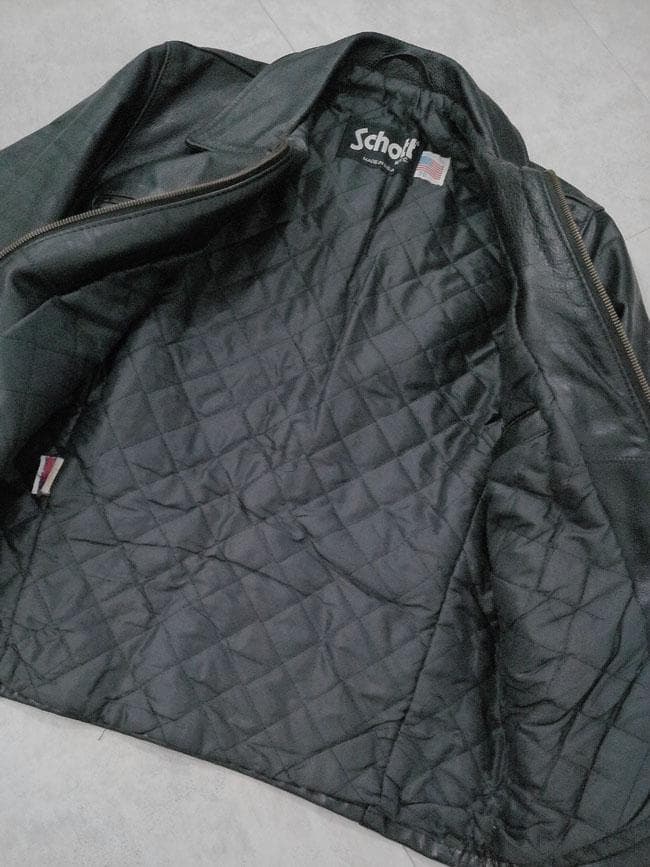 USA製 Schott 634 襟付き レザー ライダースジャケット 36 黒