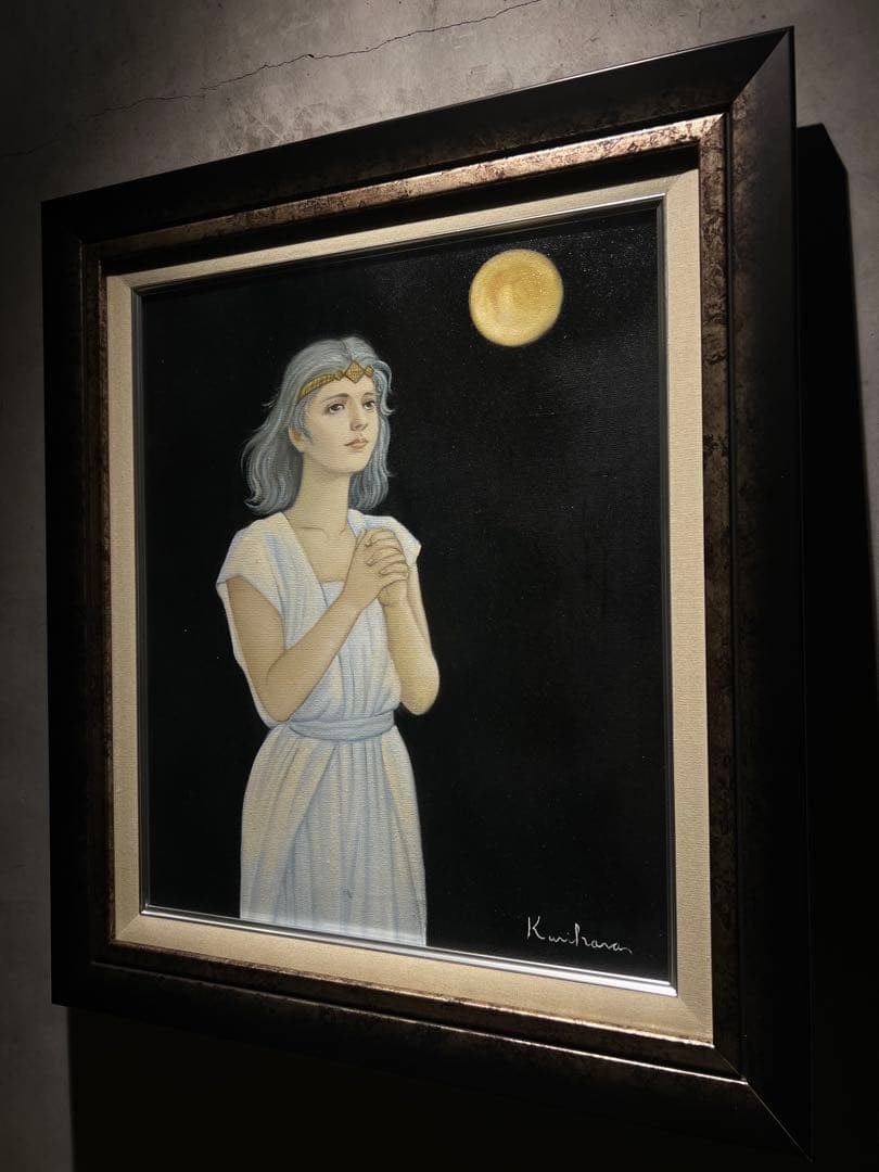 美品　栗原喜依子【祈り】肉筆油彩画　直筆サインあり