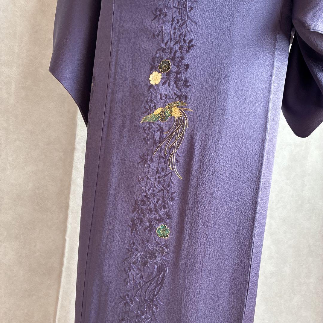〈着物のみ〉付け下げ　フルセット　着物　正絹　鳳凰　凛と紫　訪問着　G9