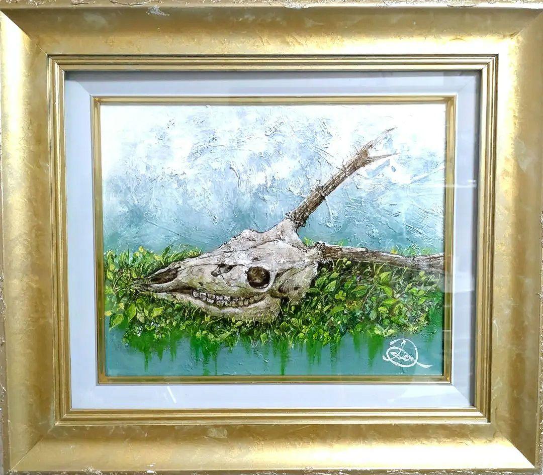 頭骨の油絵【帰結】油彩画 直筆絵画 F3号サイズ