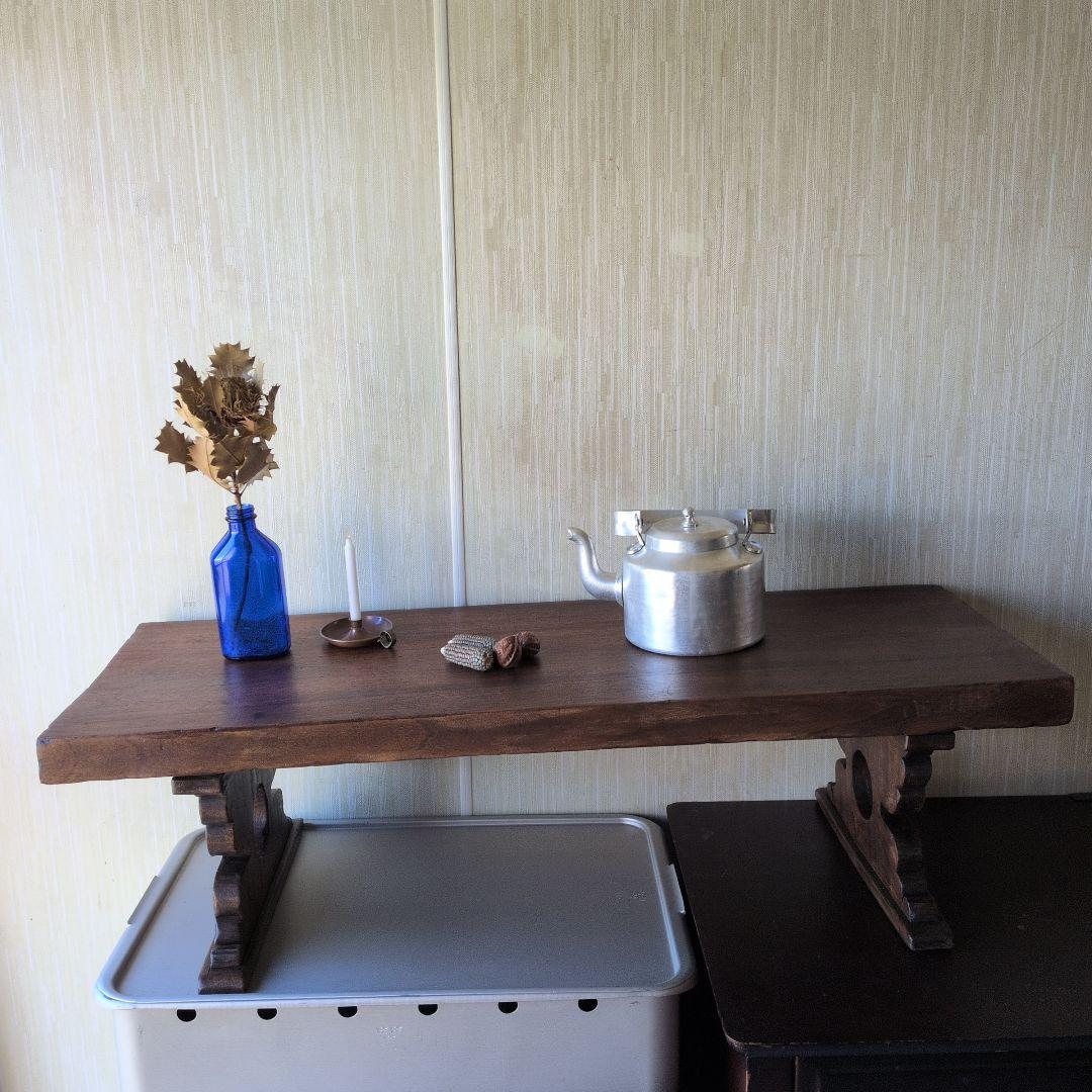 ブロカント古道具アンティーク重厚な経机 天板厚　5センチ　ローテーブル