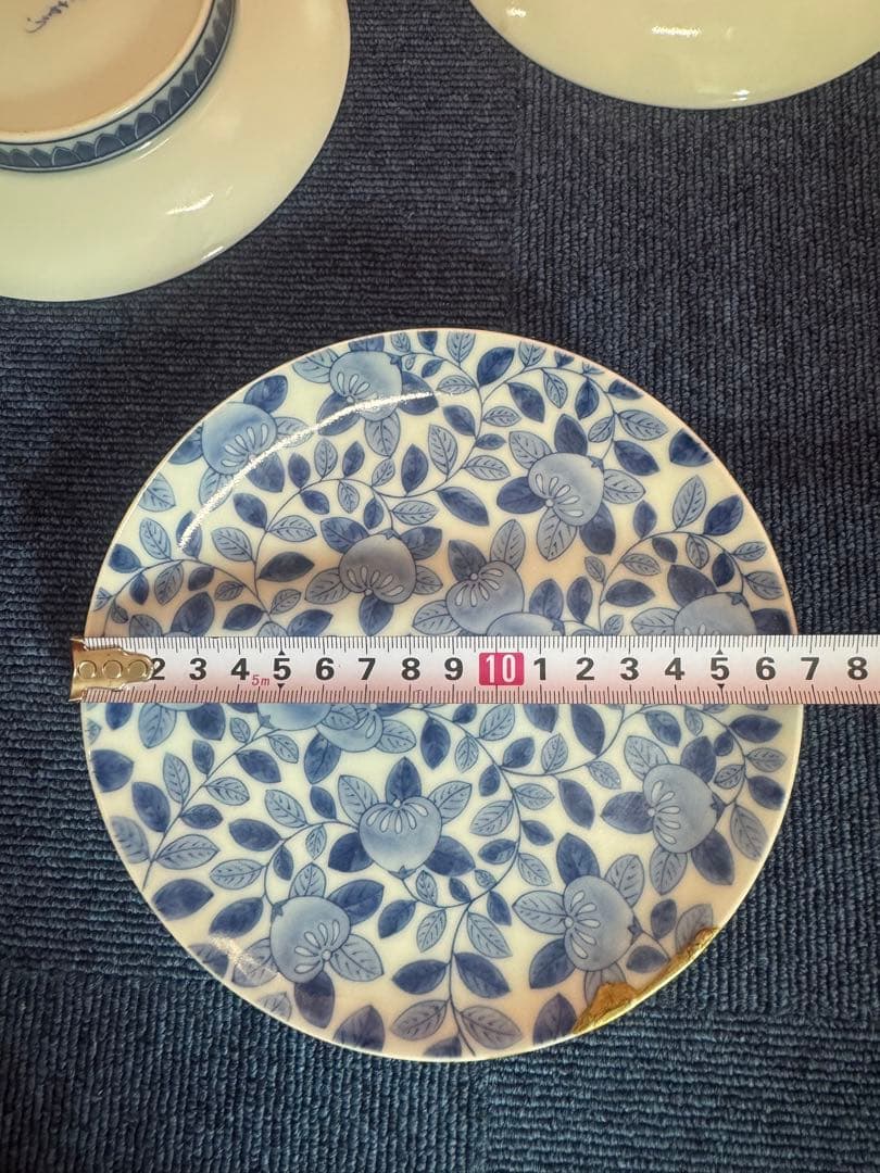 1813 八代　明治　今泉今右衛門　染付橘模様　平皿　5客　時代物