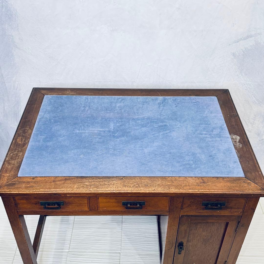 アンティーク 裁縫デスク 引き出し付き フェルト天板 大正レトロ 昭和レトロ