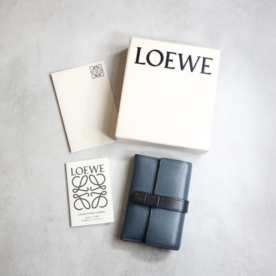 LOEWE ロエベ / スモールバーティカルウォレット 三つ折り財布 ネイビー