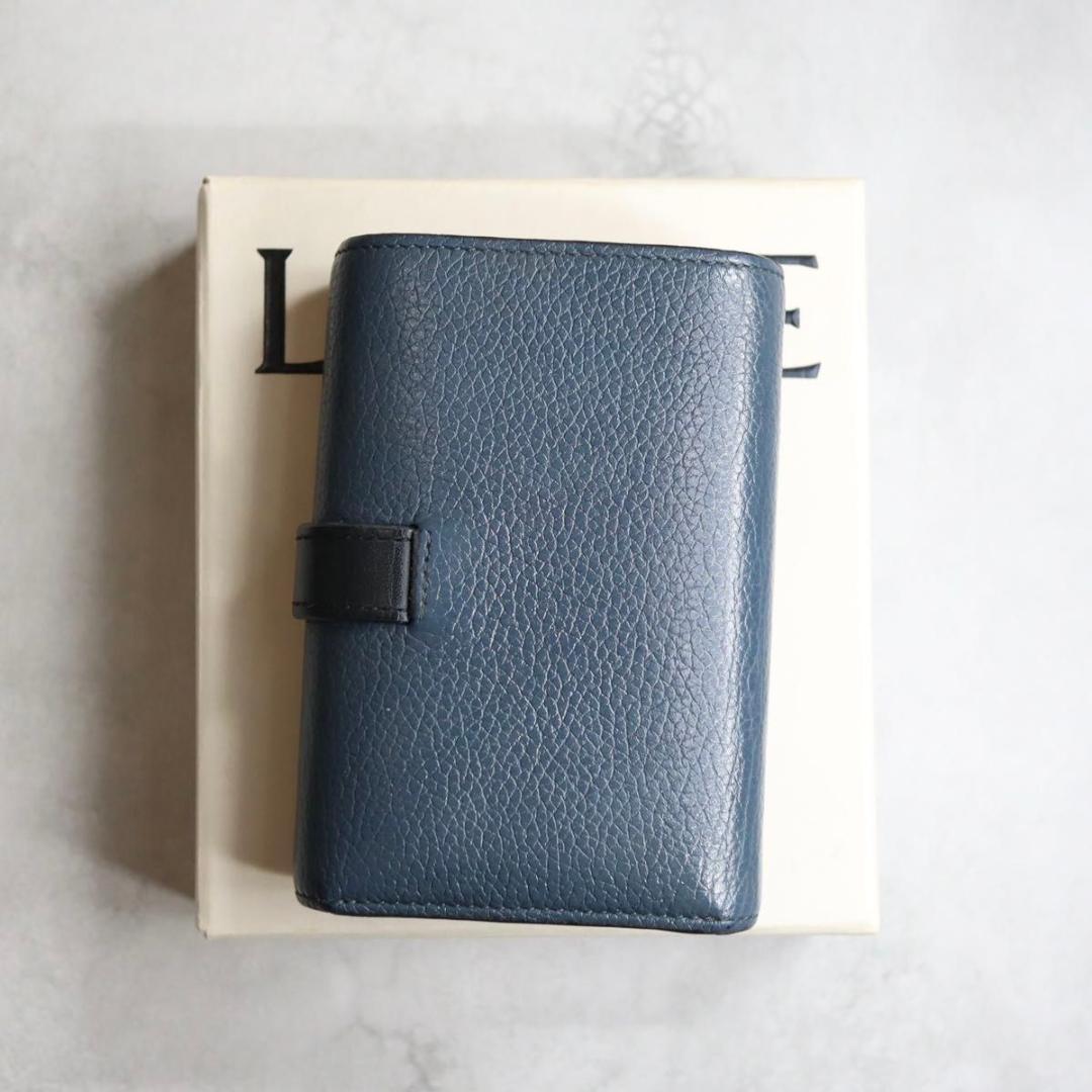 LOEWE ロエベ / スモールバーティカルウォレット 三つ折り財布 ネイビー