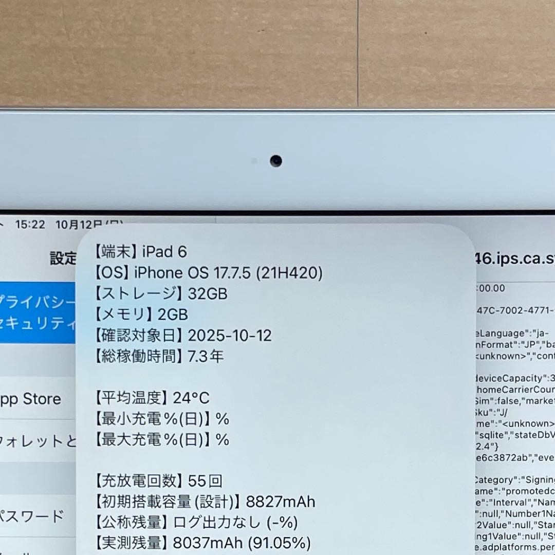 iPad 第6世代　A1893　Wi-Fiモデル　シルバー　32GB #E