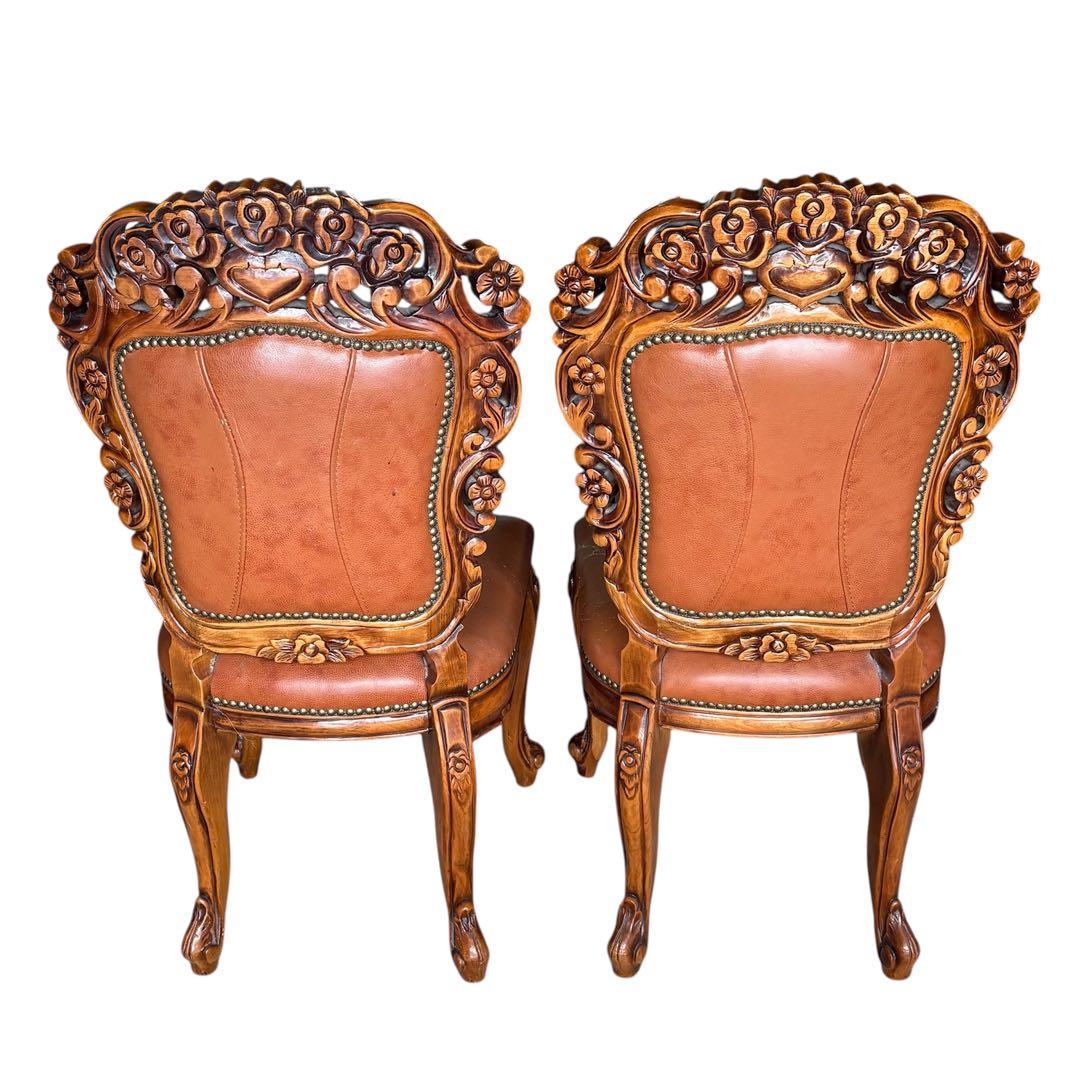 【手渡し限定】イタリア　象嵌 アンティーク ダイニングセット　硝子マット付