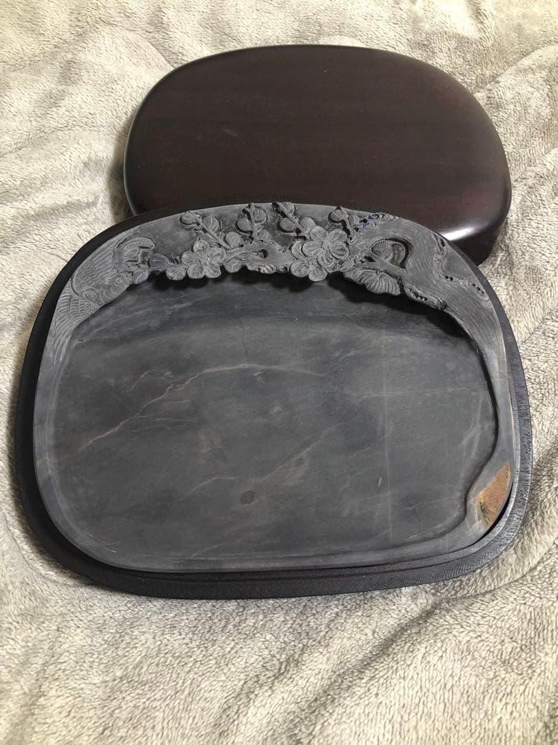 端溪硯 老坑 水巖 大西洞 金綫 エン脂 青花 石皮 書道用品 端渓硯