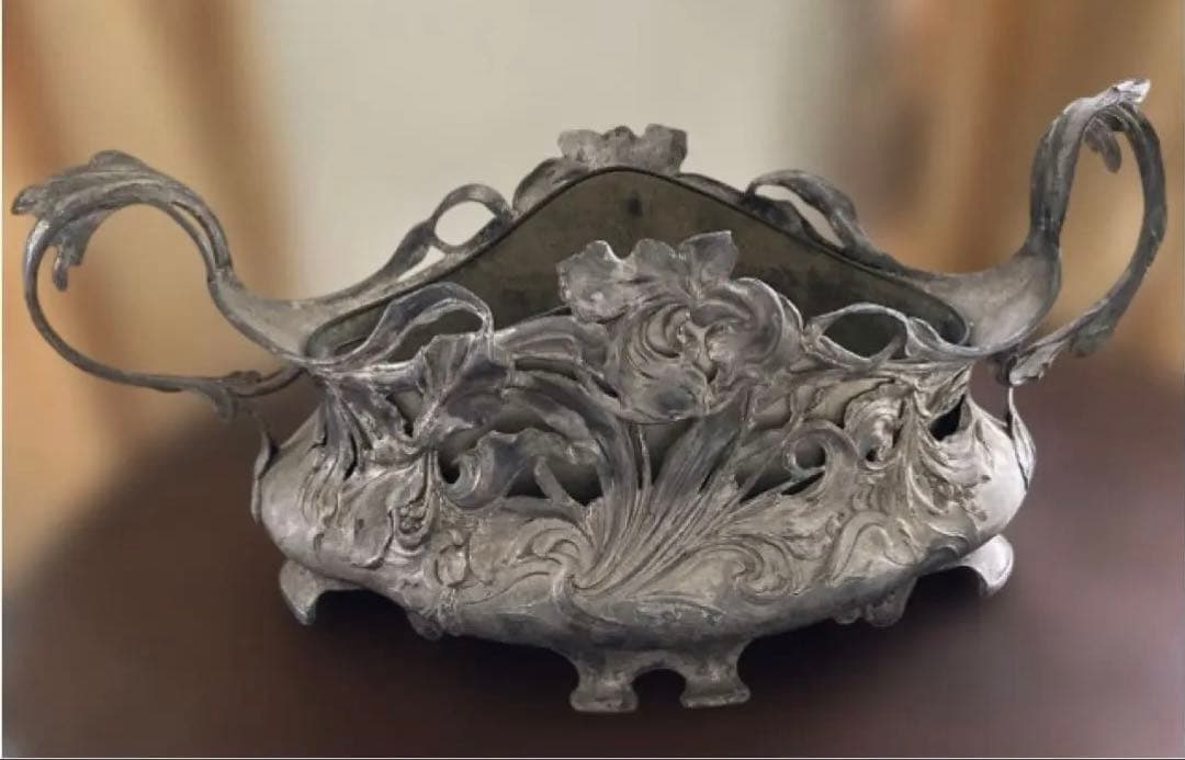 アールヌーボー　ピューター　ジャルディニエール