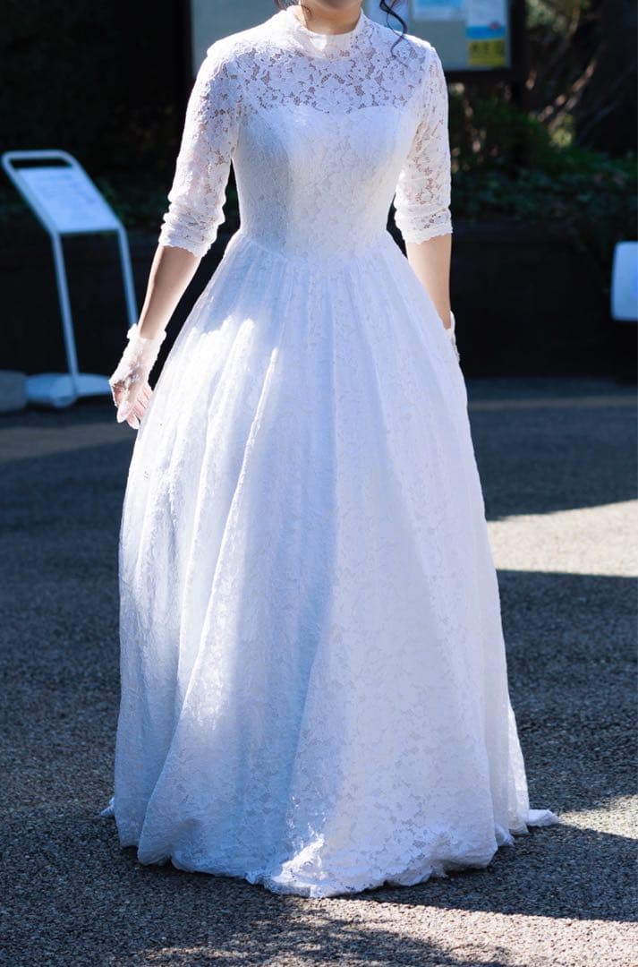 ウェディングドレス　長袖　ハイネック　9号