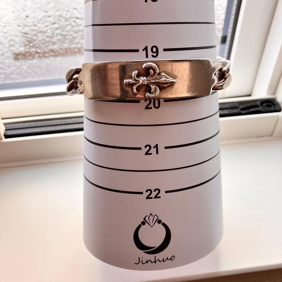 80.74g MEXICO 百合 フィガロ シルバー925 IDブレスレット