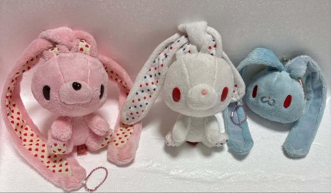 汎用うさぎ　ぬいぐるみ マスコット バレンタイン　カラフルスター　がま口ポーチ