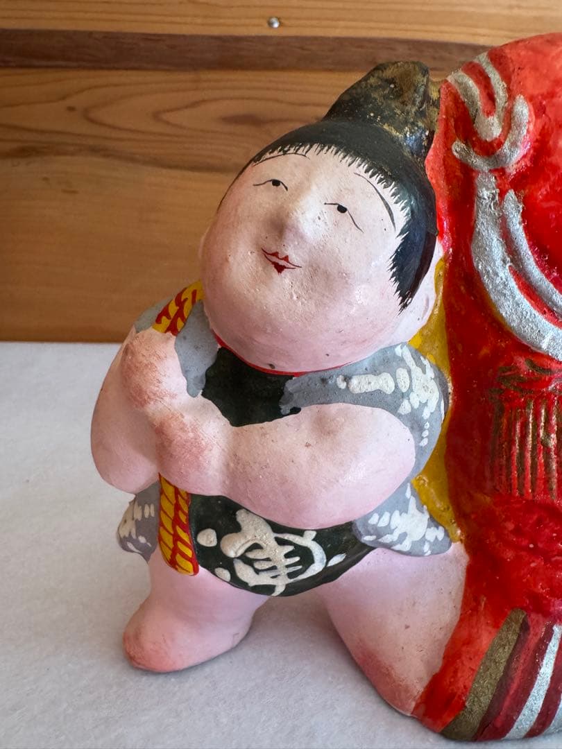 希少 中野土人形 奈良久雄 『鯛曳童子』郷土玩具 民藝 長野県