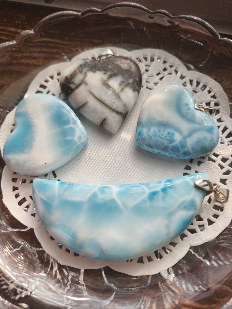 値下げ 特大 ラリマー 三日月 ペンダント