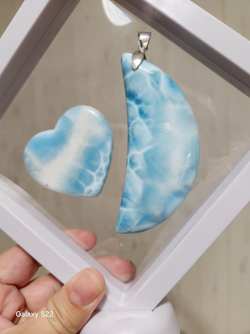 値下げ 特大 ラリマー 三日月 ペンダント