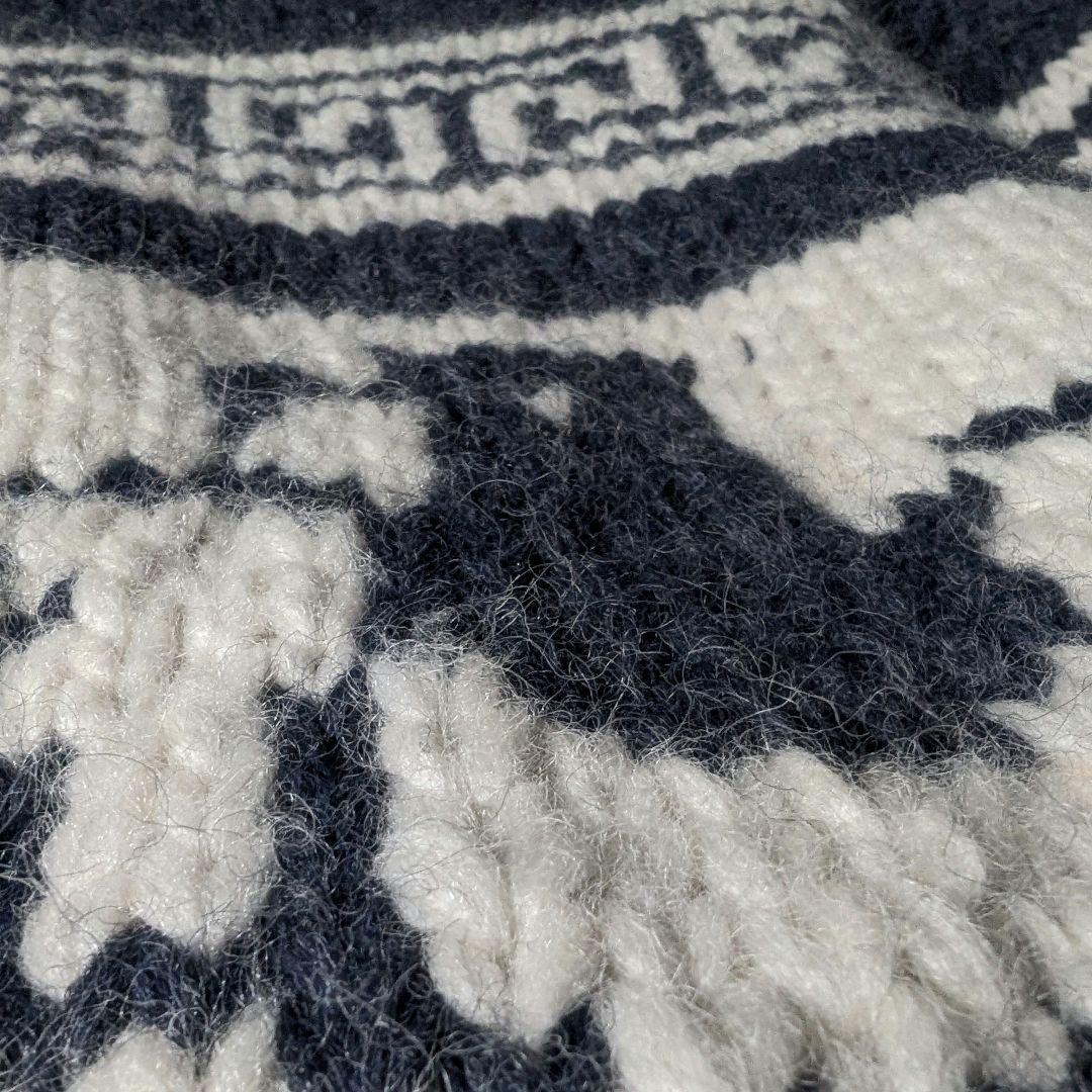 80s 90s　カナダ製　KANATA　イーグル柄　カウチンニット　ジップアップ