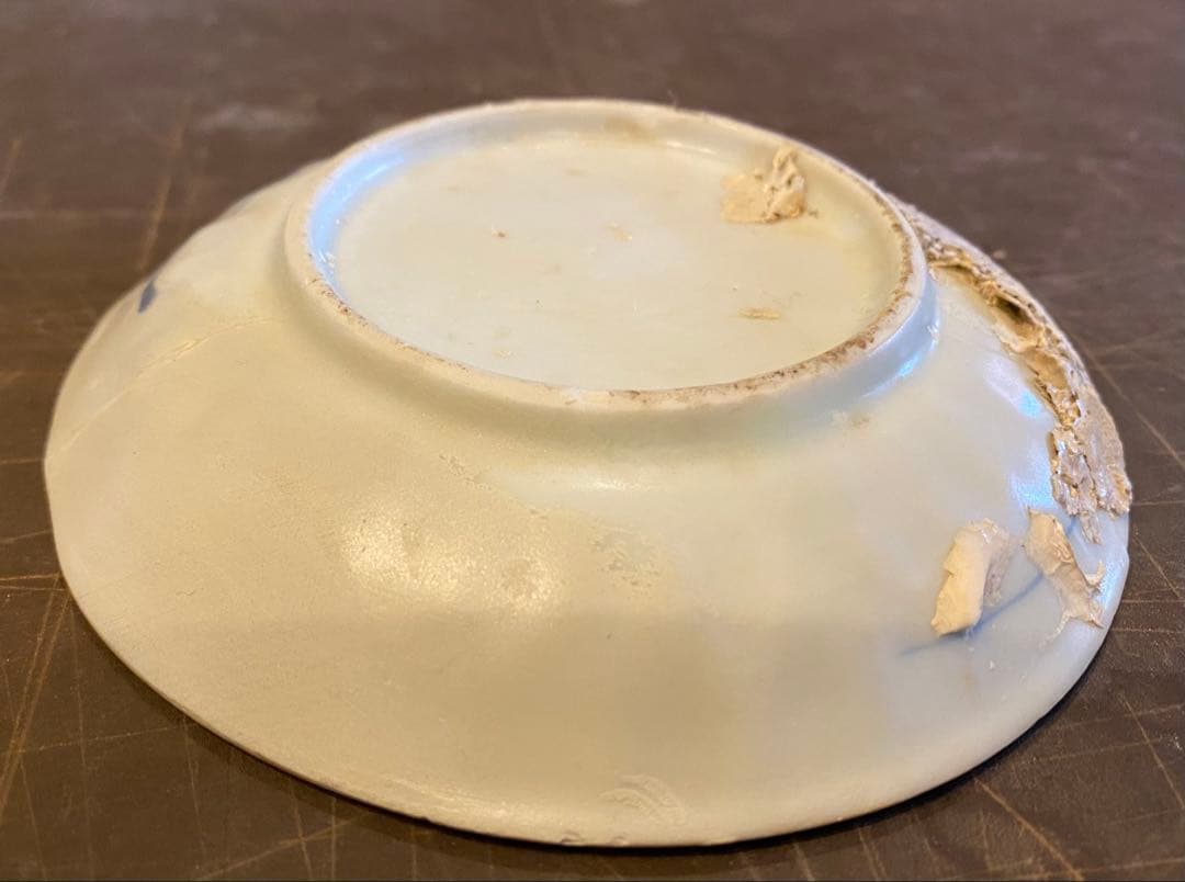 景徳鎮窯染付絵皿　鑑賞台付 ・沈船品　ヴィンテージ　レア ・台湾茶器