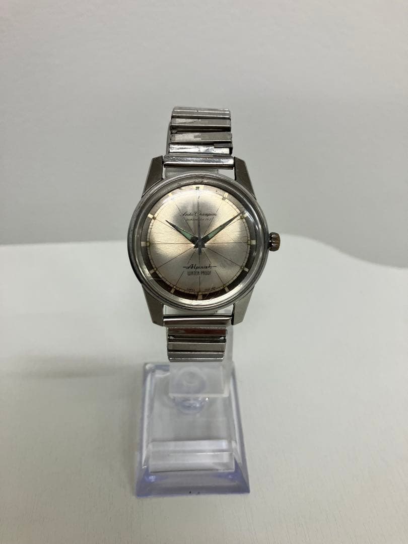 引*ぎ様 シルバー 手巻き時計 ステンレスバンド不動