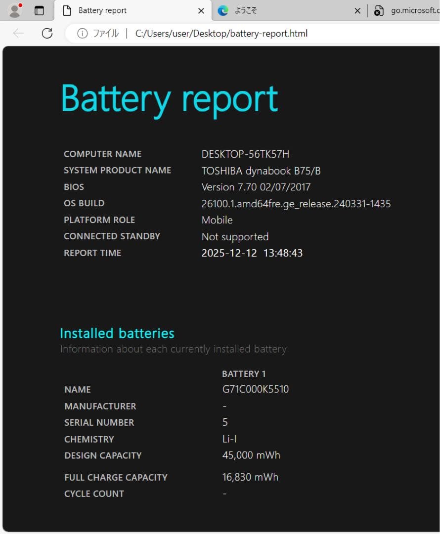 Toshiba ノートPC 15.6インチ 日本語キーボード