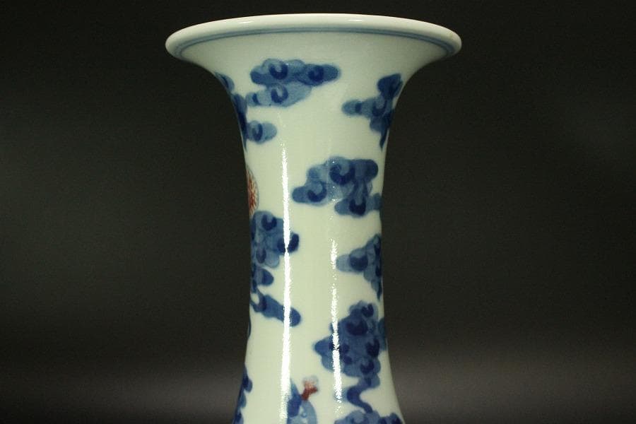 中国美術 龍模様 古い 花瓶(ZE510)