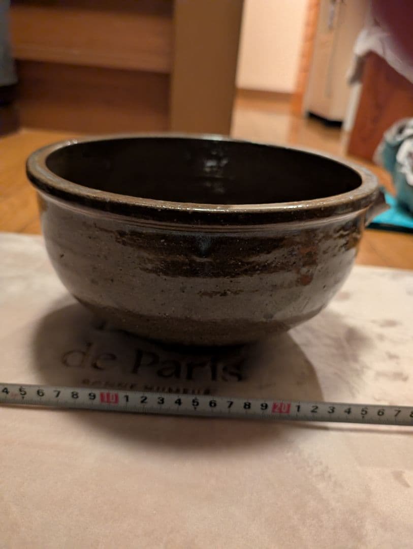 時代物片口鉢、陶器、先かけあり 丸型 約20cm