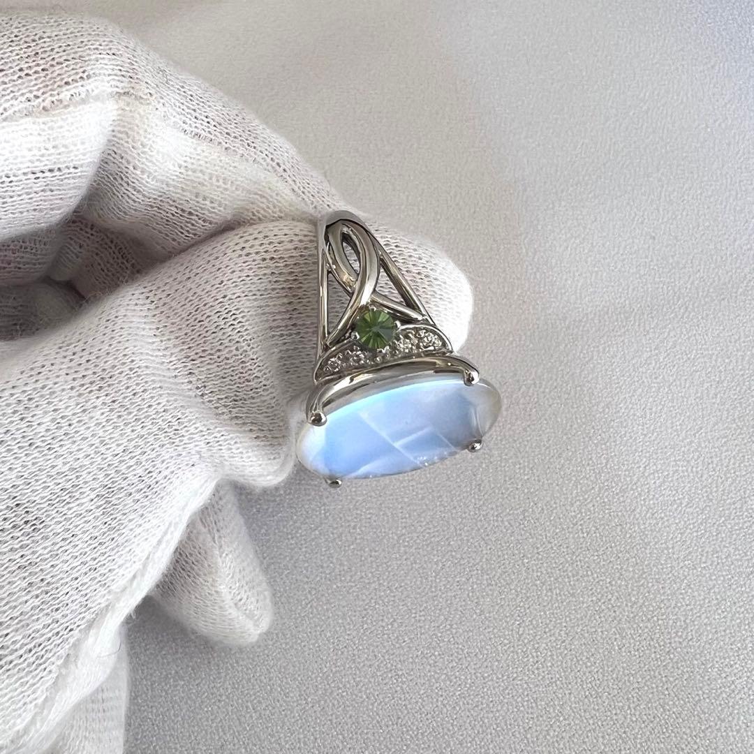 K18 WG トムムーンシュタイナー ムーンストーン&グリーントルマリン リング