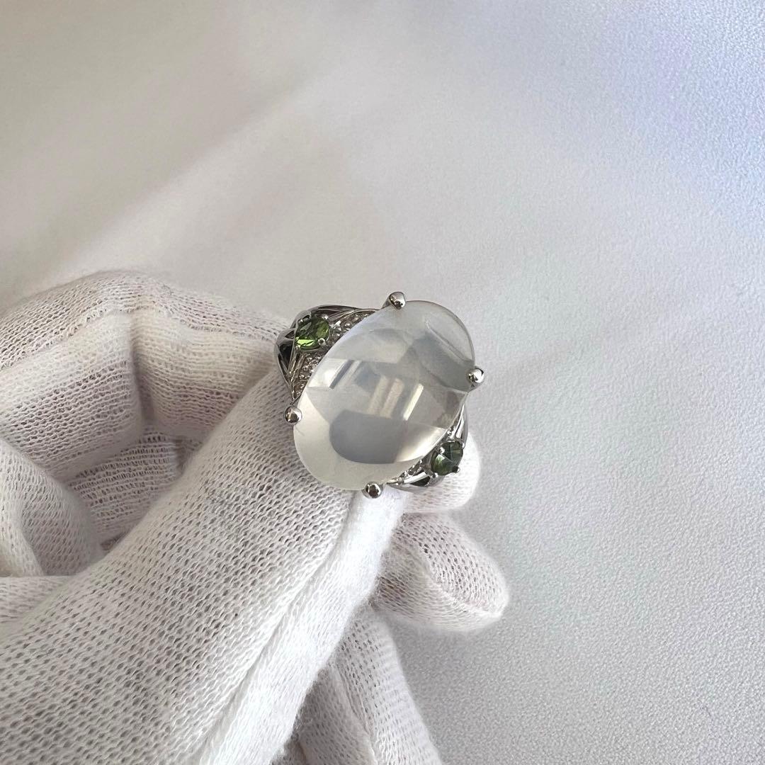 K18 WG トムムーンシュタイナー ムーンストーン&グリーントルマリン リング