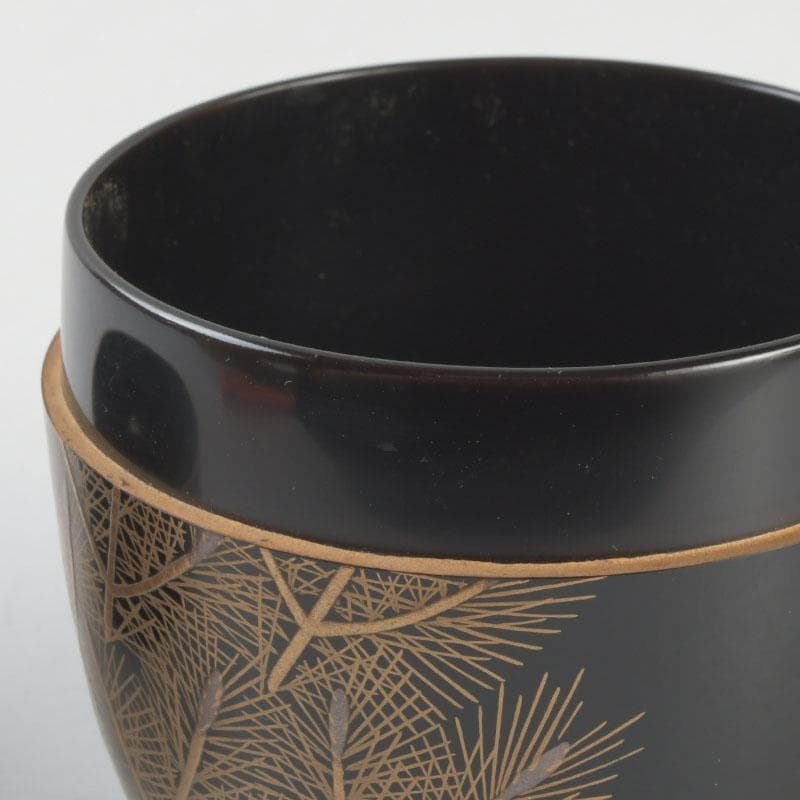 茶道具　三辻雪里作　若松蒔絵　棗　共布共箱　V　9316