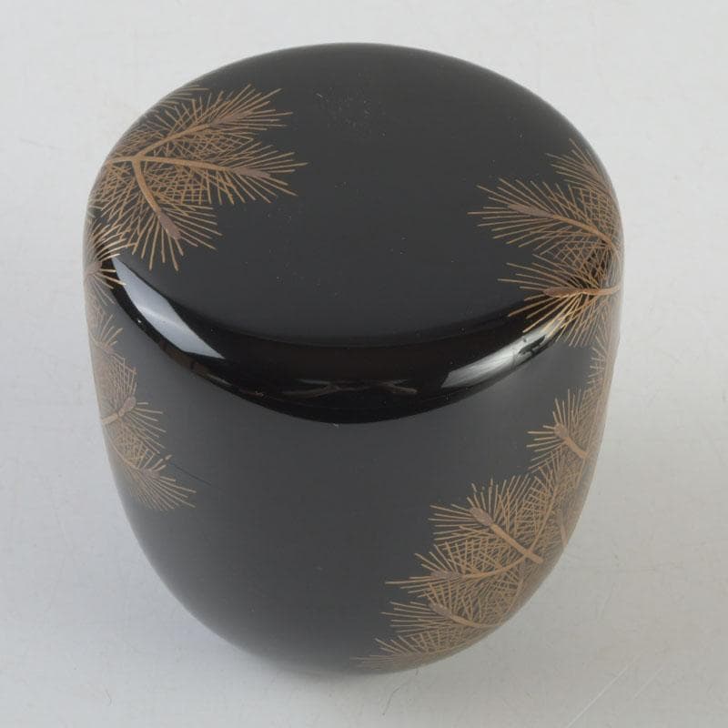 茶道具　三辻雪里作　若松蒔絵　棗　共布共箱　V　9316