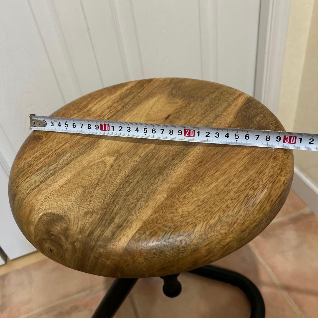 ★IRON STOOL インダストリアル　アイアン　鉄×無垢材　丸椅子　古材ネジ