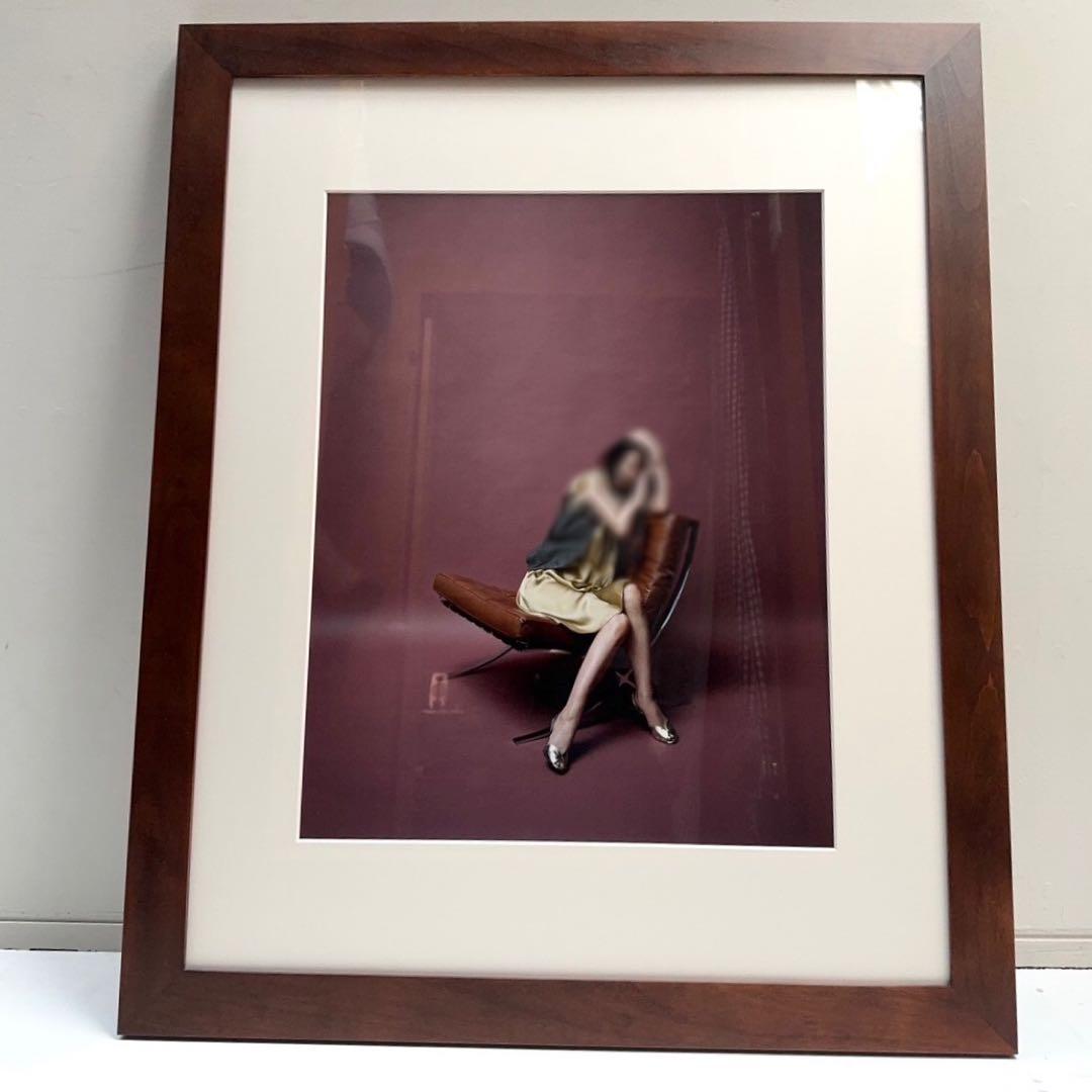 【在庫25】額 額縁 木製 焦茶 ダークブラウン 大きいサイズ アート 写真 e