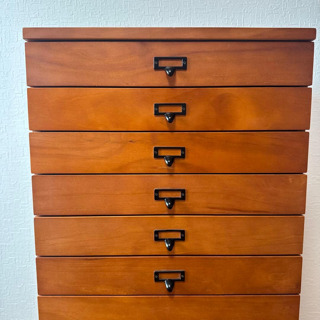 キャスター付きヴィンテージ調多段チェスト　幅47.5