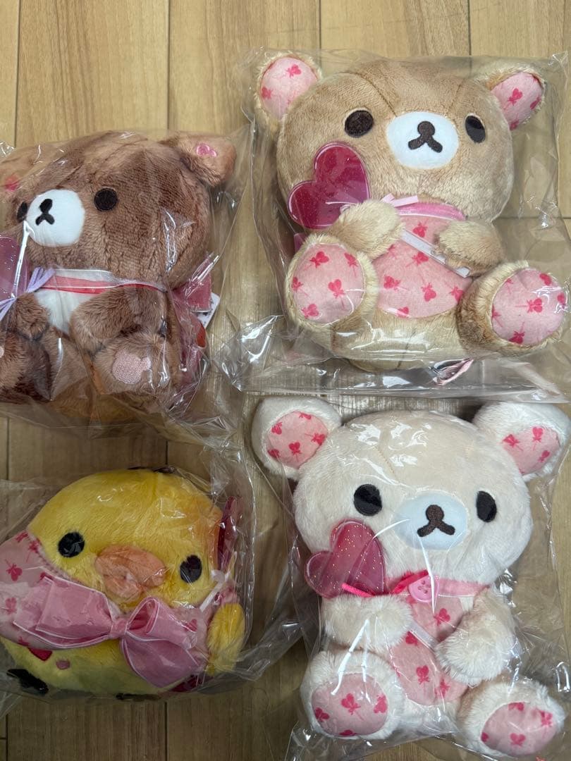 リラックマ　ハート　ハートテーマ　あつめつぬいぐるみ4点セットノベルティ付き