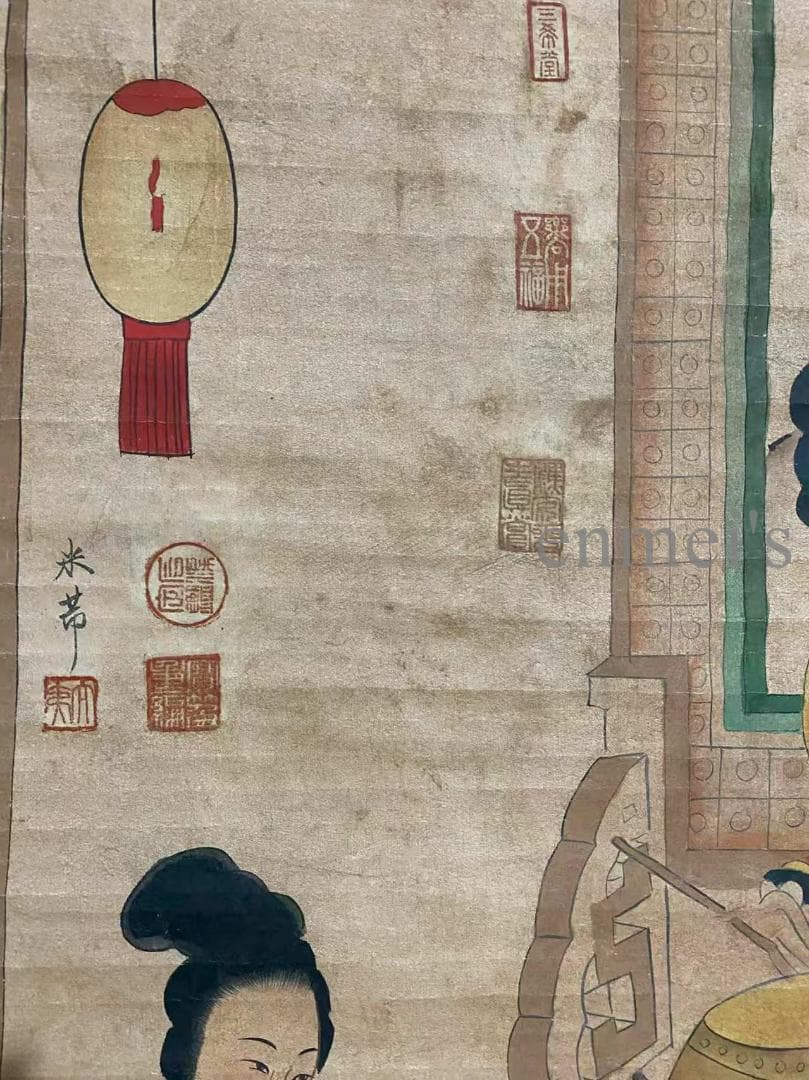 中国古美術 宋代 米芾 人物画 宣紙 書画 唐物 水墨画 掛け軸 女性群像 文房