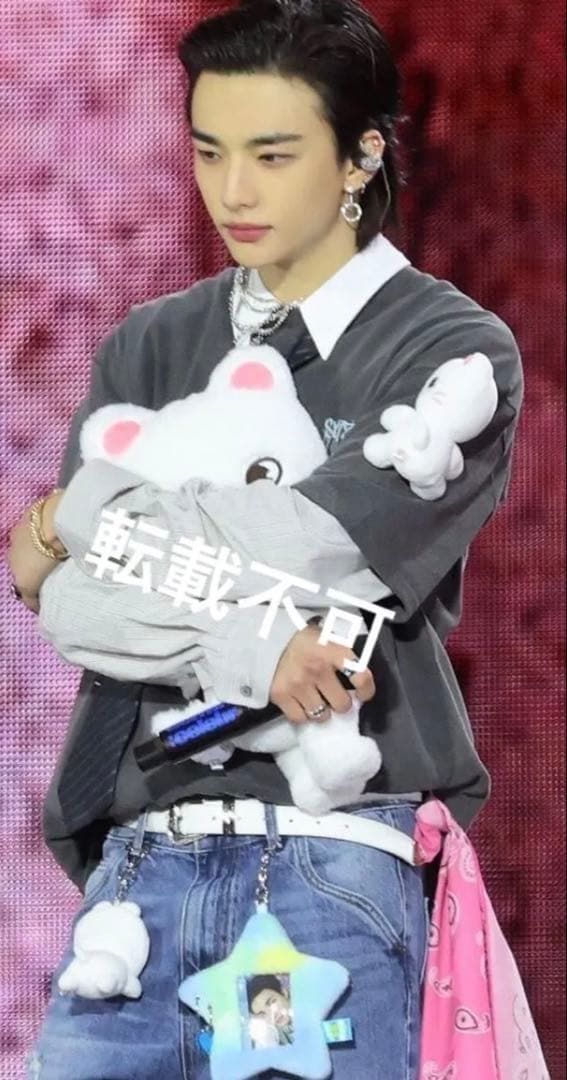 ヒョンジン plush bag マグネット lying シルバー キーリング